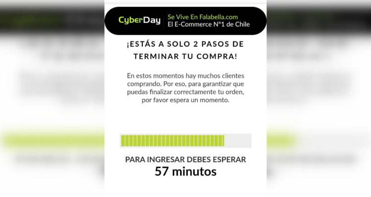 Imagen de fila virtual en multitienda Falabella