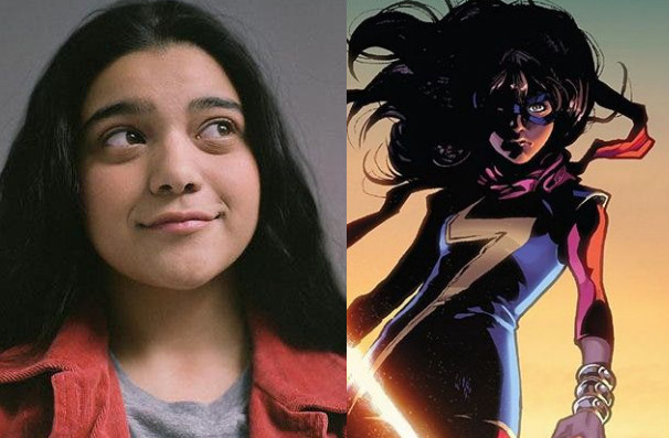 Iman Vellani (izquierda) y Ms. Marvel (derecha)