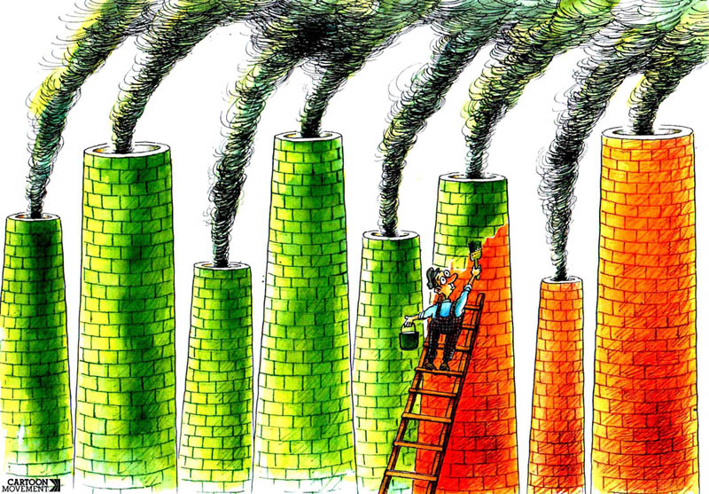 Caricatura del lavado verde