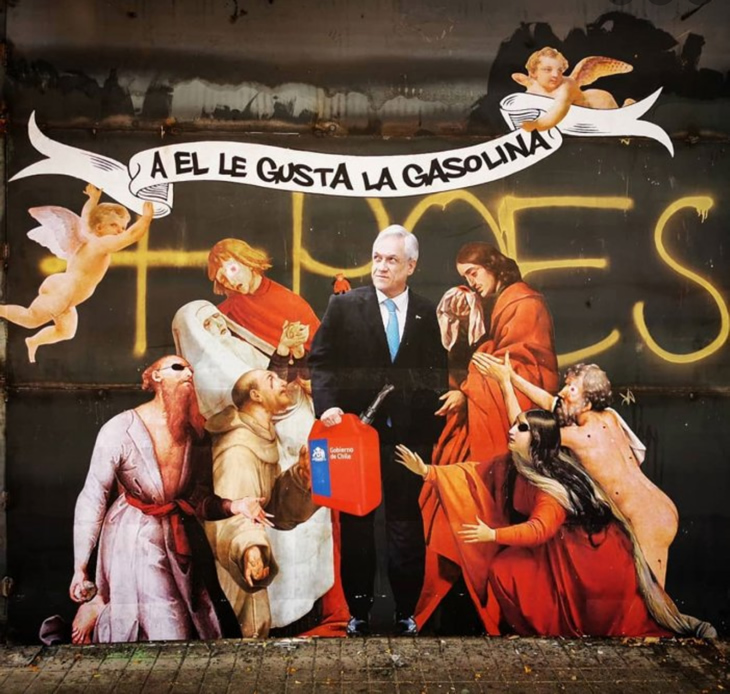 Mural satírico a Sebastián Piñera