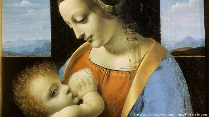 Madonna Litta, pintura adjudicada a Leonardo da Vinci. En la imagen, María junto al Niño Jesús