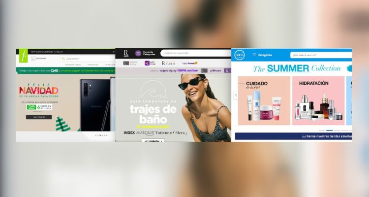 Pantallazos sitios web de las tiendas de retail