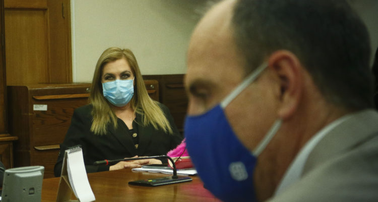 Pamela Jiles, impulsora de la idea y ministro Monckeberg | Agencia UNO