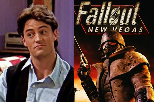 Matthew Perry como Chandler Bing en Friends (izq) | Fallout: New Vegas (der)