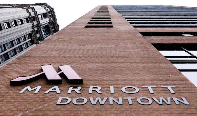 Vista de un hotel Marriott en Nueva York, Estados Unidos, el 30 de noviembre de 2018. EFE/ Justin Lane/Archivo