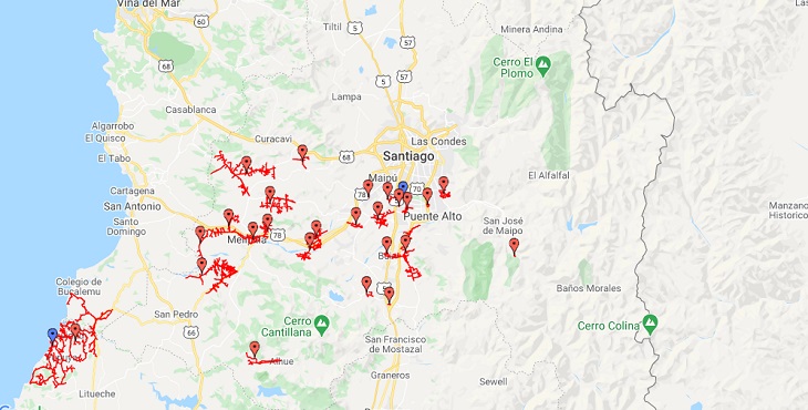 Mapa afectación clientes del CGE