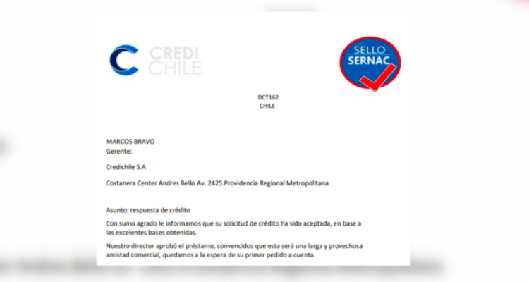 Captura de mail de supuesta financiera que incluso utilizó el logo del Sernac.