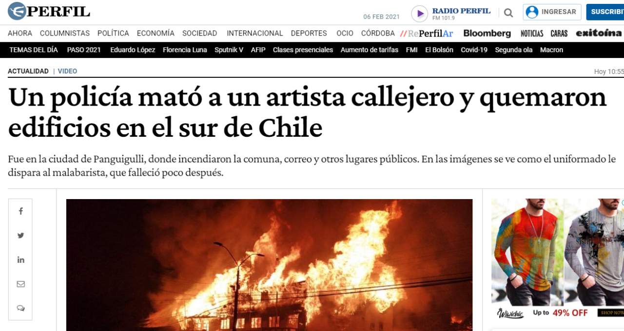 Noticia en diario Perfil de Argentina