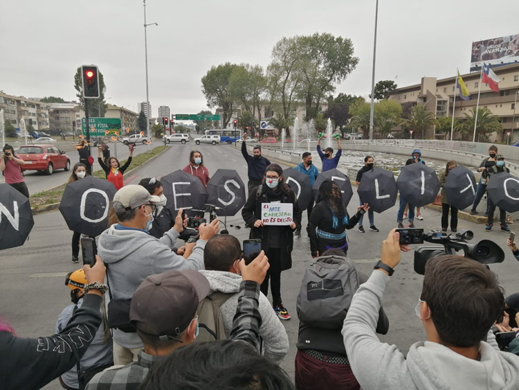 Protesta de artistas callejeros en Concepción
