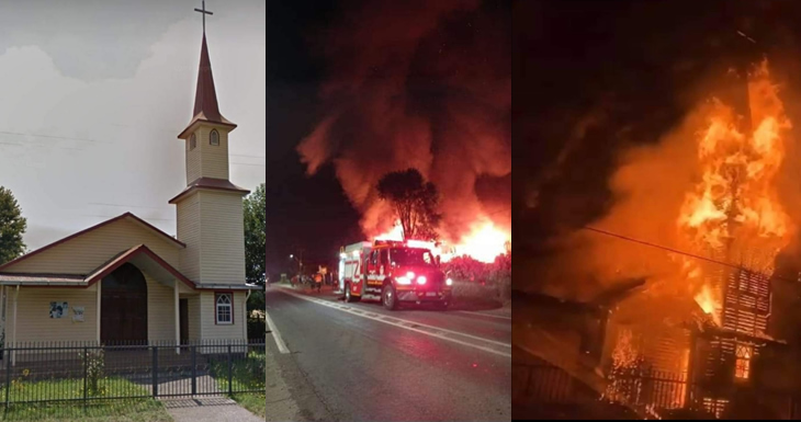 Destruyen iglesia San Andrés en Cunco y Padre Las Casas