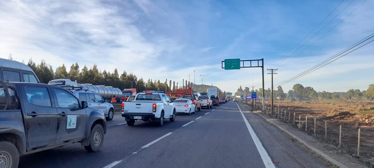 Manifestación de camioneros en el sector Duqueco de Los Ángeles deja gran congestión vehicular