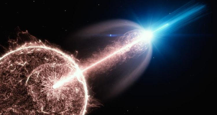 Impresión artística de un chorro relativista de un estallido de rayos gamma | EFE/DESY