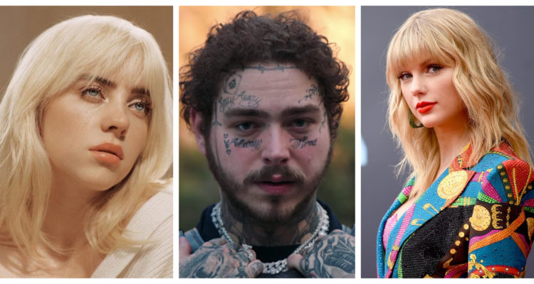 Billie Eilish, Post Malone y Taylor Swift