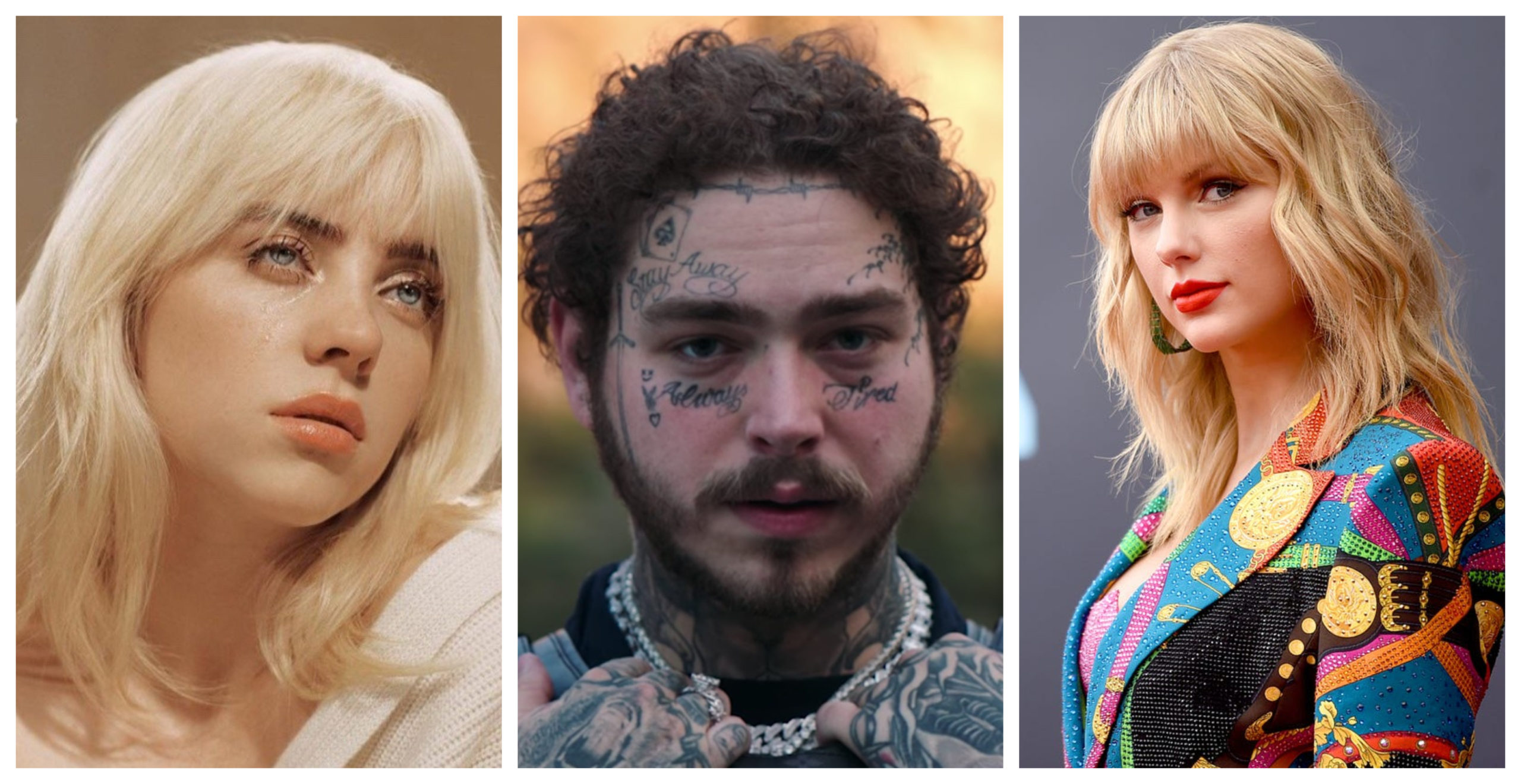 Billie Eilish, Post Malone y Taylor Swift