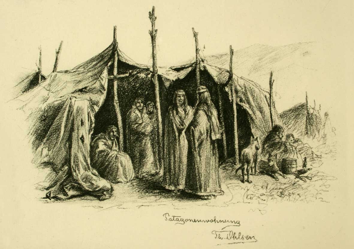Choza aónikenk, 1884 | Memoria Chilena 
