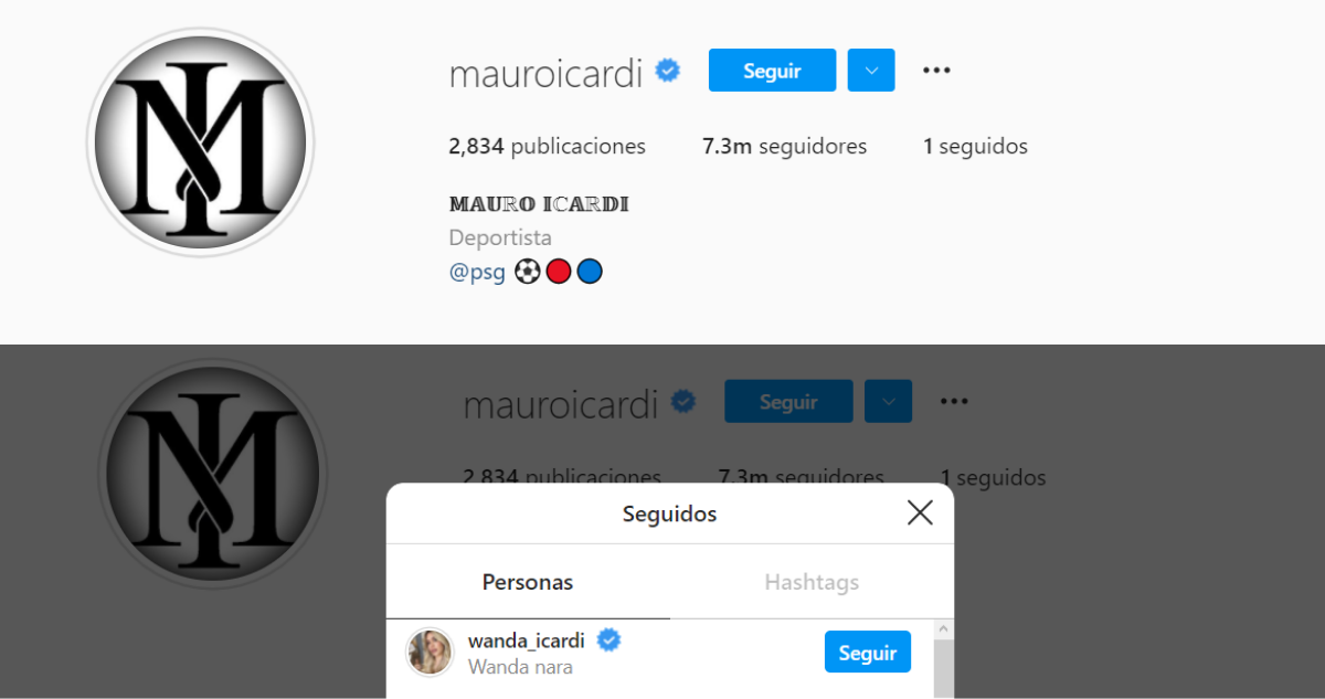 Mauro Icardi dejó de seguir a todos en Instagram, salvo a su esposa