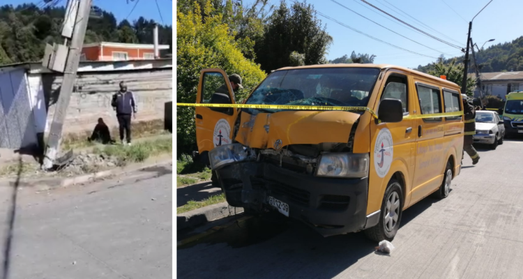 Furgón choca contra poste.
