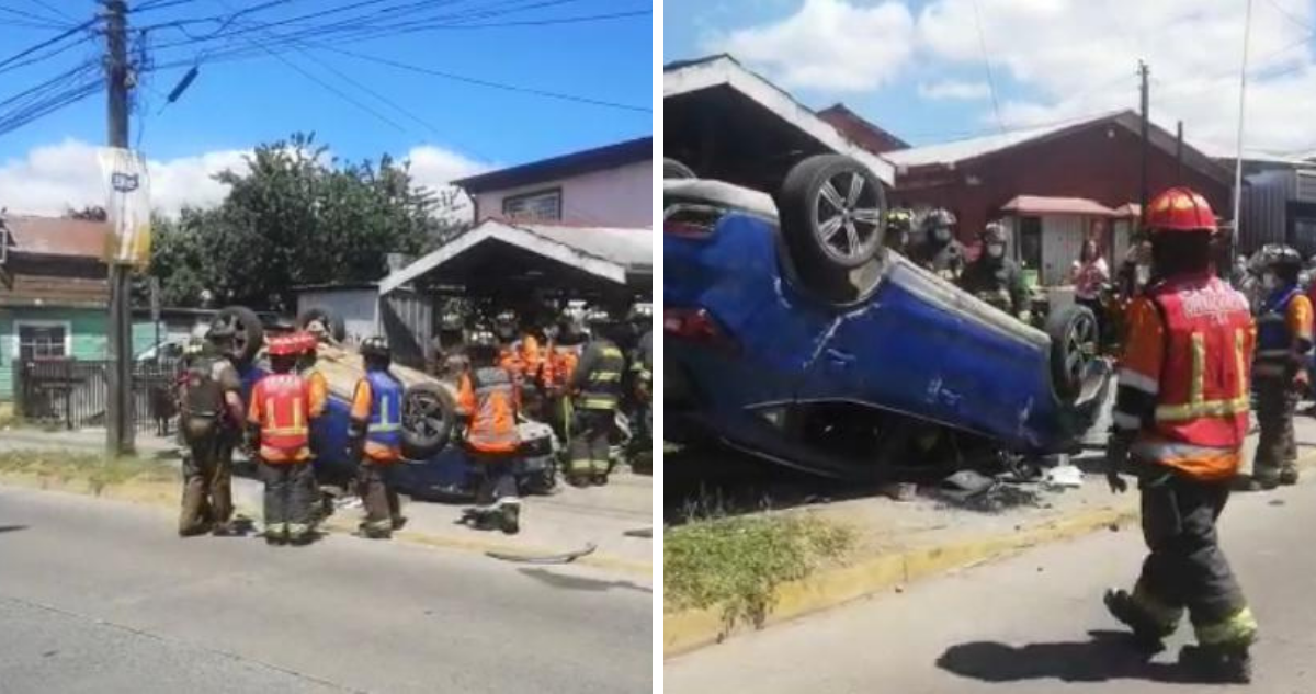 Choque de auto contra domicilio en Valdivia