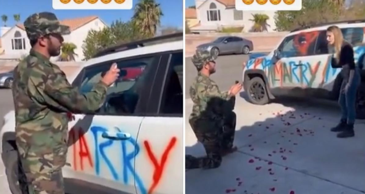 Le raya el auto a su novia para pedirle matrimonio