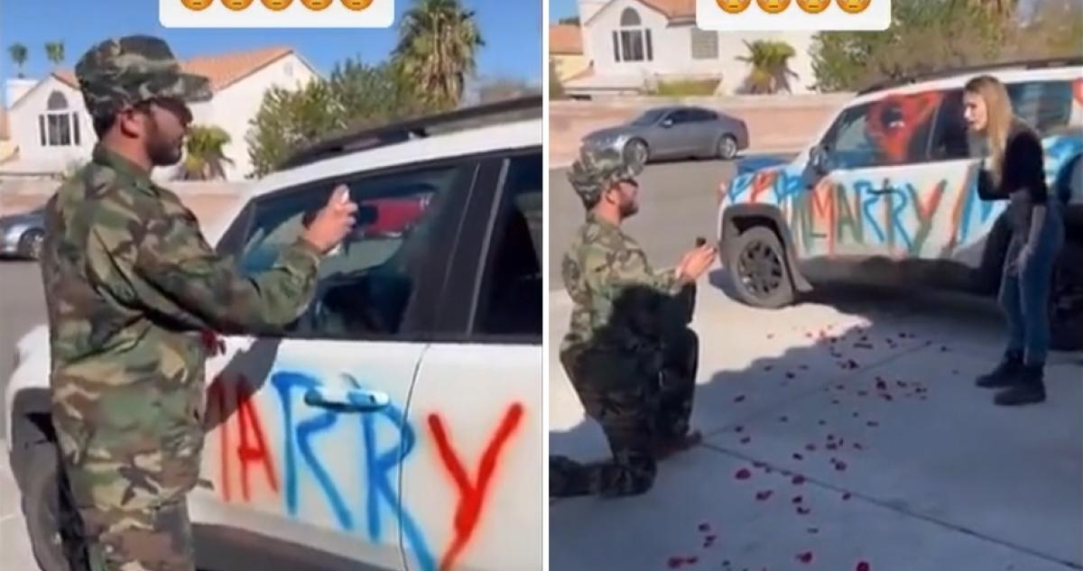 Le raya el auto a su novia para pedirle matrimonio