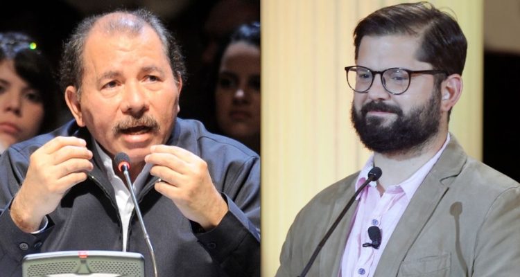 Daniel Ortega a la izquierda y Gabriel Boric a la derecha.