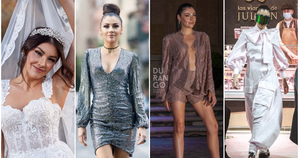 La modelo Camila Mainz vistiendo diferentes diseños en su tour de moda.