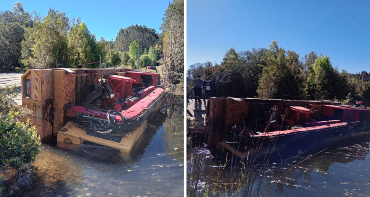 Camión cayó a estero en Mariquina
