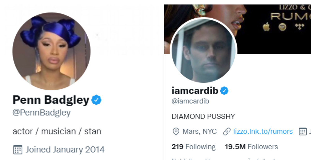 A través de Twitter, la cantante Cardi B y el actor Penn Badgley intercambiaron sus fotos de perfil.