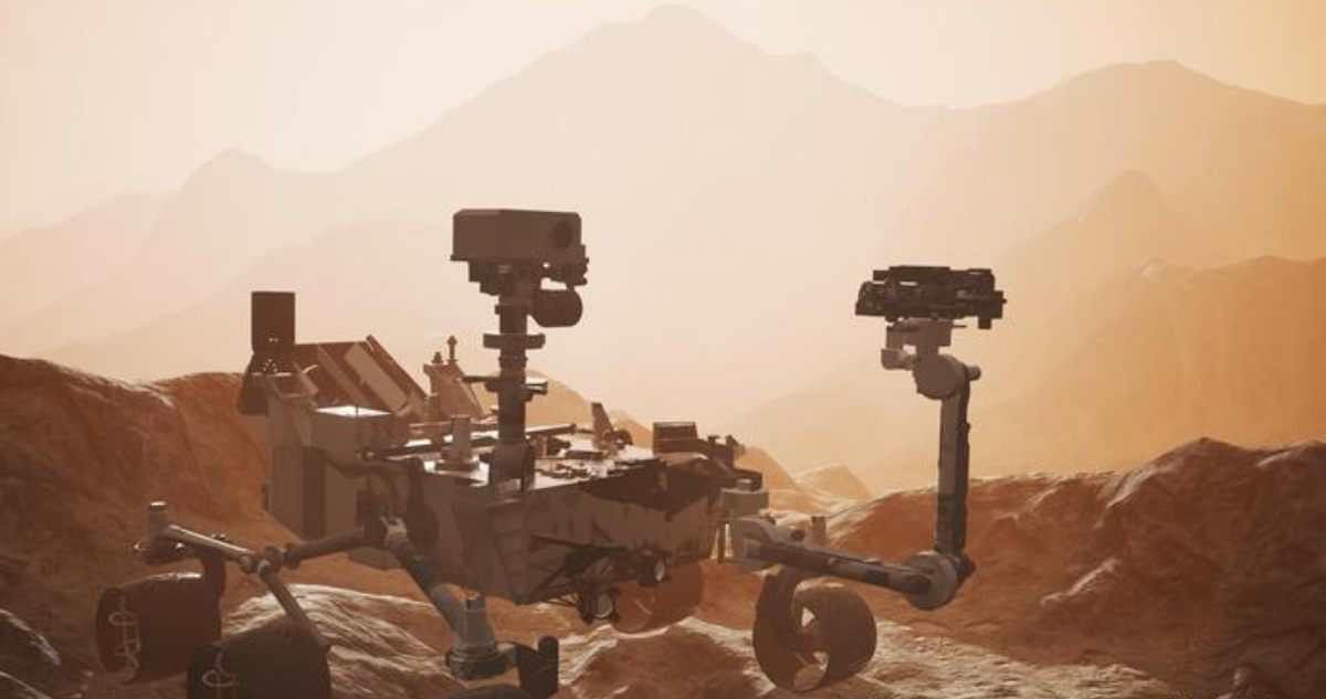 El equipo de investigación Curiosity recorriendo el planeta rojo. 