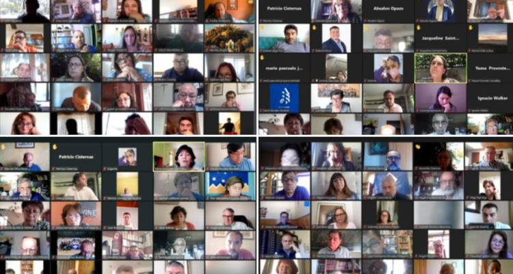 La junta virtual de la DC, en la que decidieron apoyar al candidato de Apruebo Dignidad, Gabriel Boric.