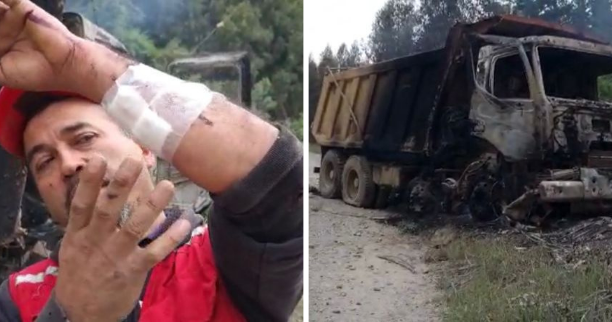 Trabajador víctima de disparos y quema de su camión en Curanilahue