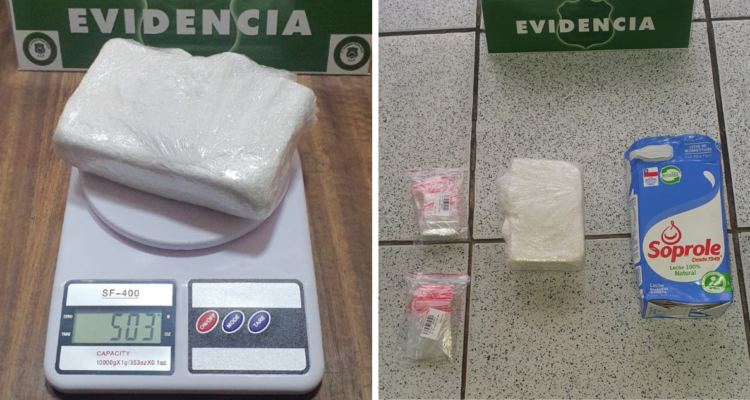 Detienen a acusado de femicidio frustrado con medio kilo de droga en caja de leche.