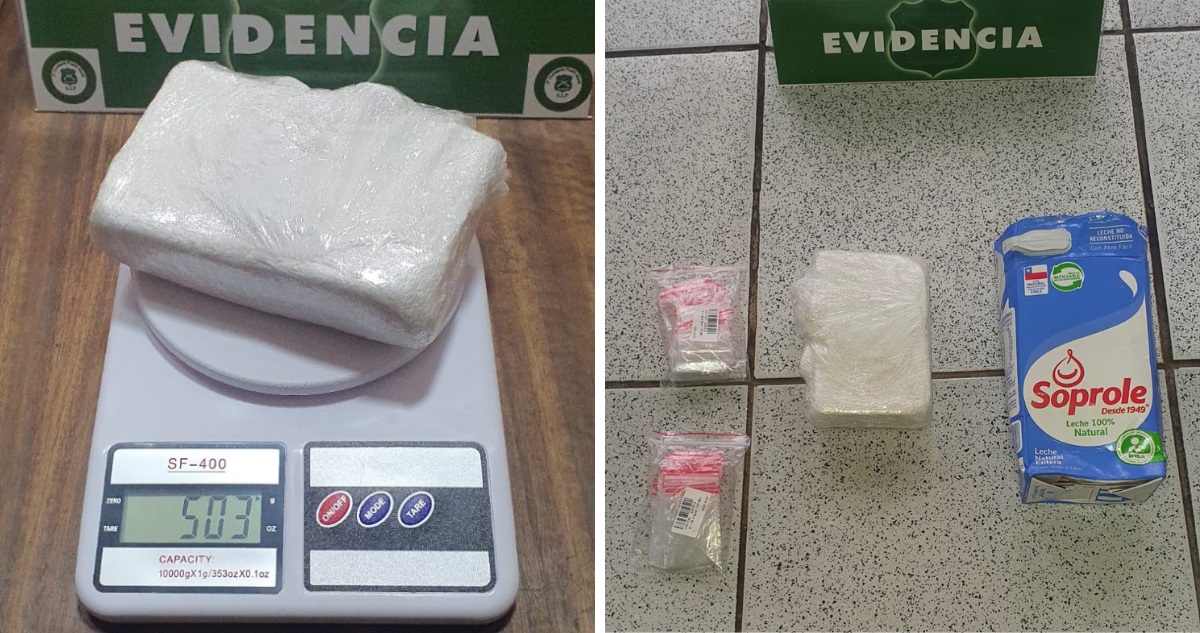 Detienen a acusado de femicidio frustrado con medio kilo de droga en caja de leche.
