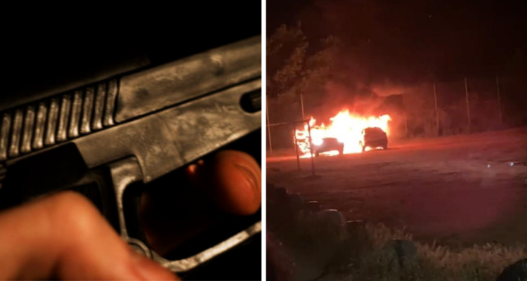 Encapuchados atacan a trabajadores y queman vehículos