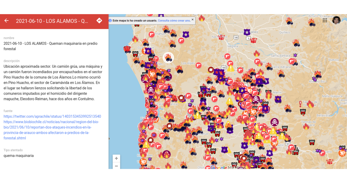 Fuentes de mapa de conflicto en la Macrozona Sur. 