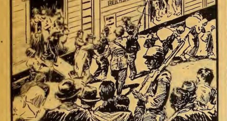 Una de las viñetas encontradas. En ella, se ve cómo soldados nazis trasladan a sus prisioneros en trenes a los campos de concentración.