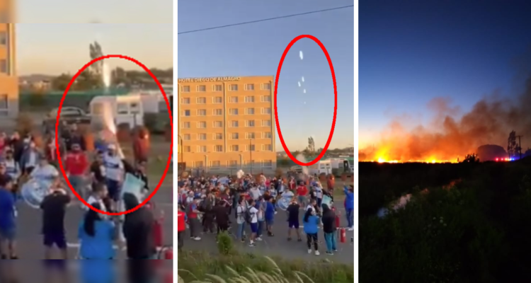 Bengalas de barristas de la UC previo a incendio en Humedal Paicaví.