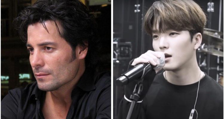 En la imagen se ve una fotografía de Chayanne y otra de Cheong Ho-won cantando Un Siglo Sin Ti.