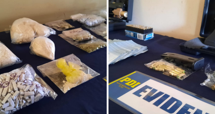 Droga y especies incautadas en Los Andes