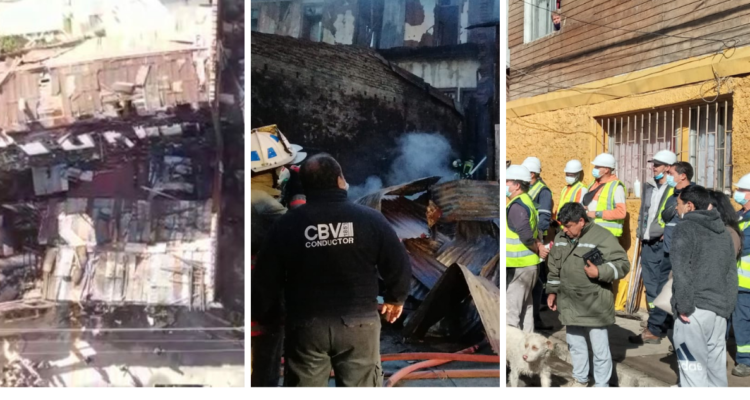 6 casas damnificadas en cerro de Valparaíso