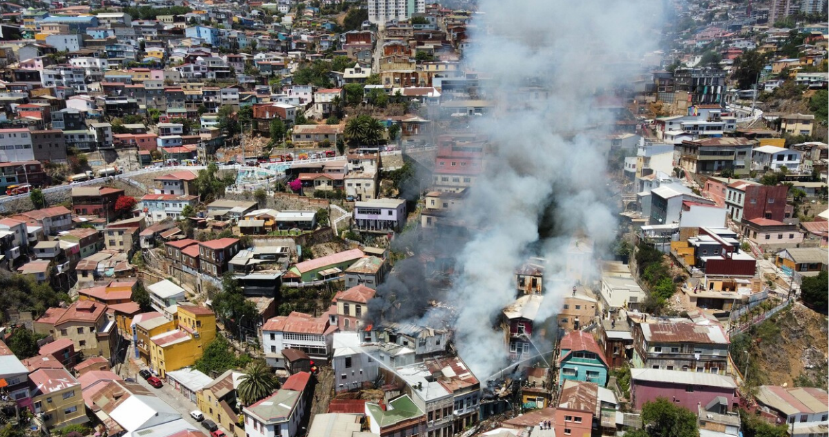 Imagen aérea de incendio
