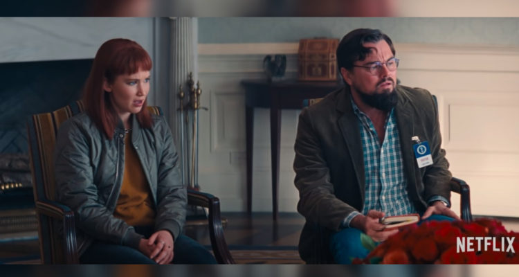 Jennifer Lawrence y Leonardo DiCaprio en No Miren Arriba