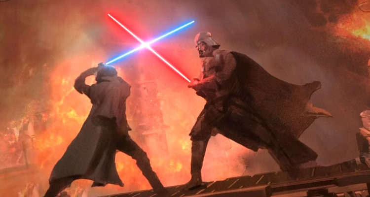 Obi-Wan Kenobi y Darth vader peleando