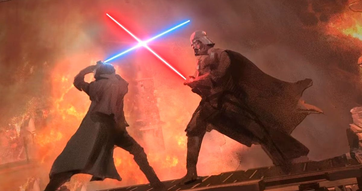 Obi-Wan Kenobi y Darth vader peleando