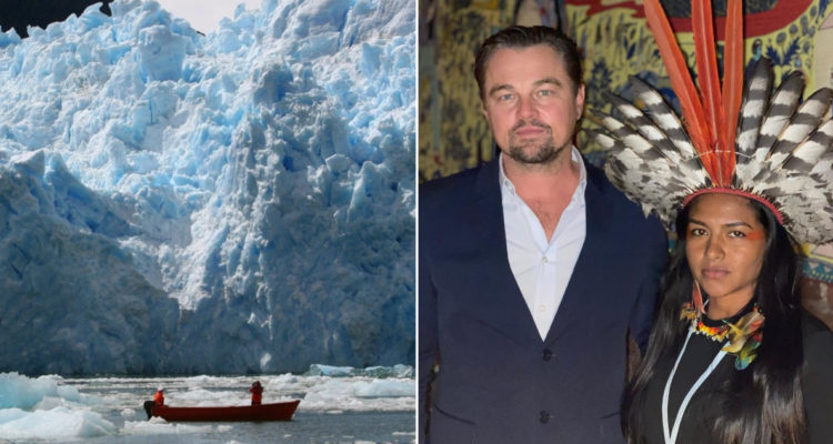 La fotografía que subió a redes sociales y una foto del actor Leonardo DiCaprio junto a una líder indígena del Amazonas.
