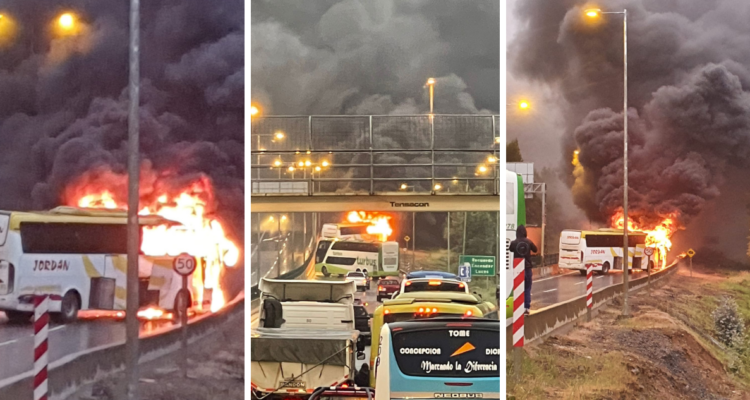 Queman buses en Colcura.