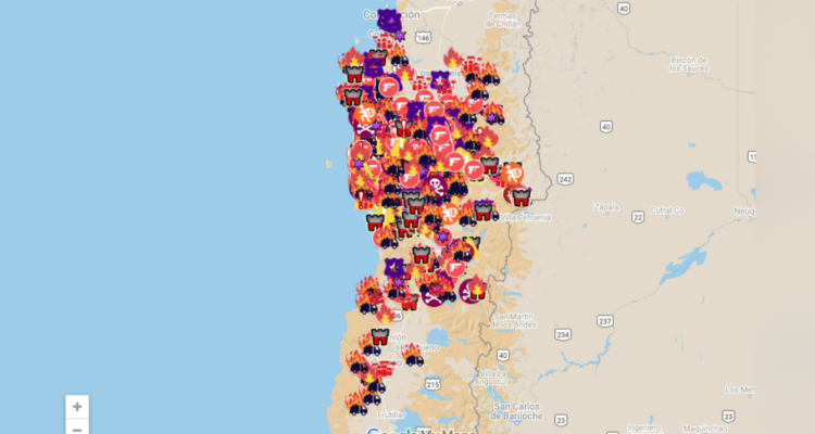 Mapa conflicto Macrozona Sur.