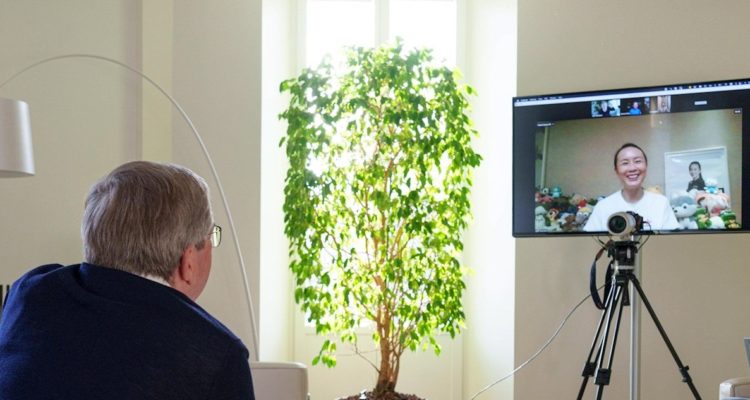 Fotografía de la videollamada de Peng Shuai con la IOC.