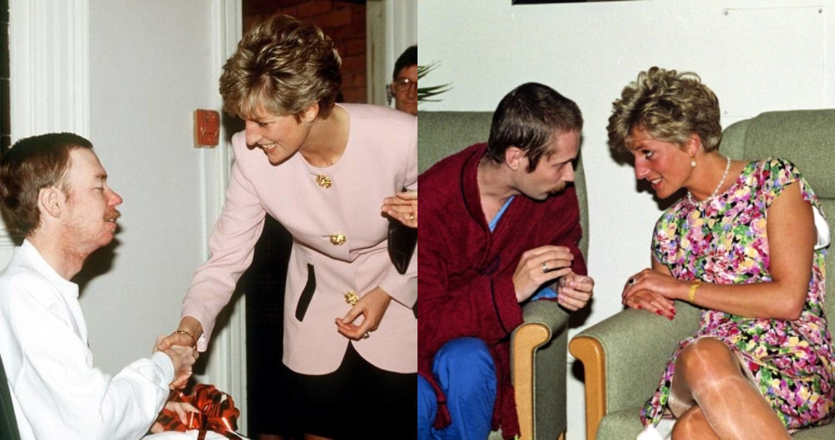 Princesa Diana junto a paciente con VIH/SIDA