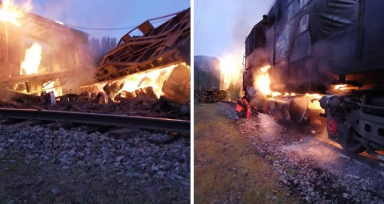 Tren descarrila luego que desconocidos sacaran rieles en Victoria.